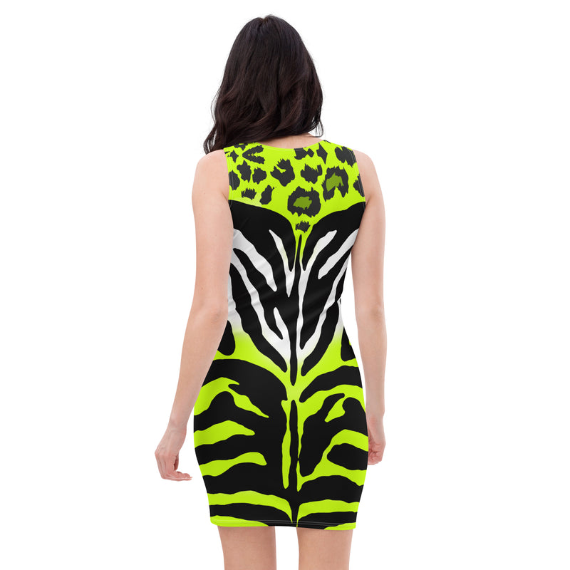 Latina Fashion- Latina Rocks Neon Green Animal Print Dress