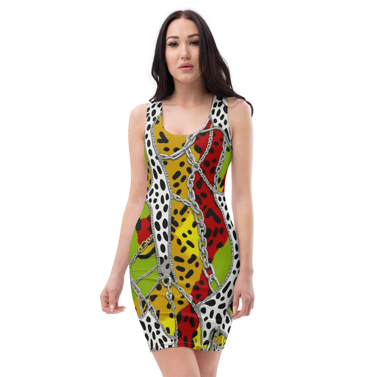 Latina Fashion- Latina Rocks Chains and Patchwork Animal Print Dress