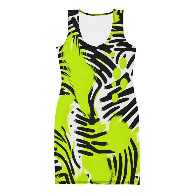 Latina Fashion- Latina Rocks Neon Green and Blach Swoosh Dress