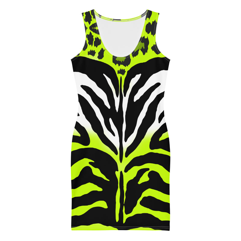 Latina Fashion- Latina Rocks Neon Green Animal Print Dress