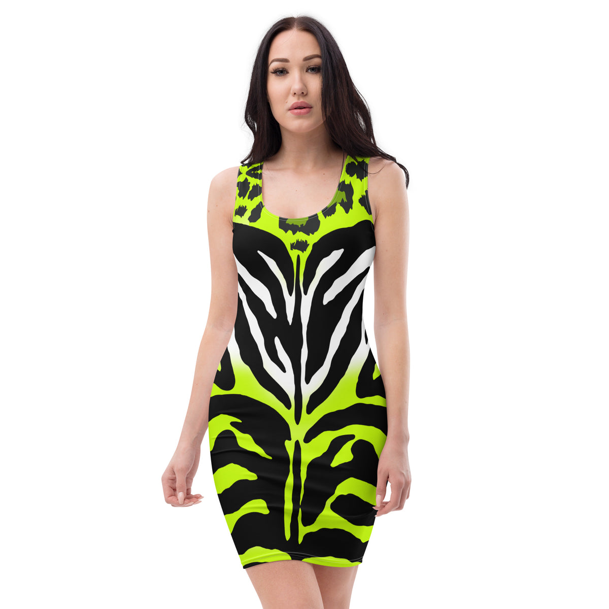 Latina Fashion- Latina Rocks Neon Green Animal Print Dress