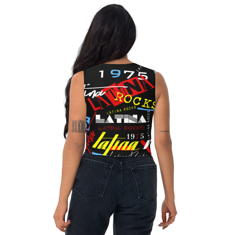 Latina Rocks Text Script Tight Crop Top