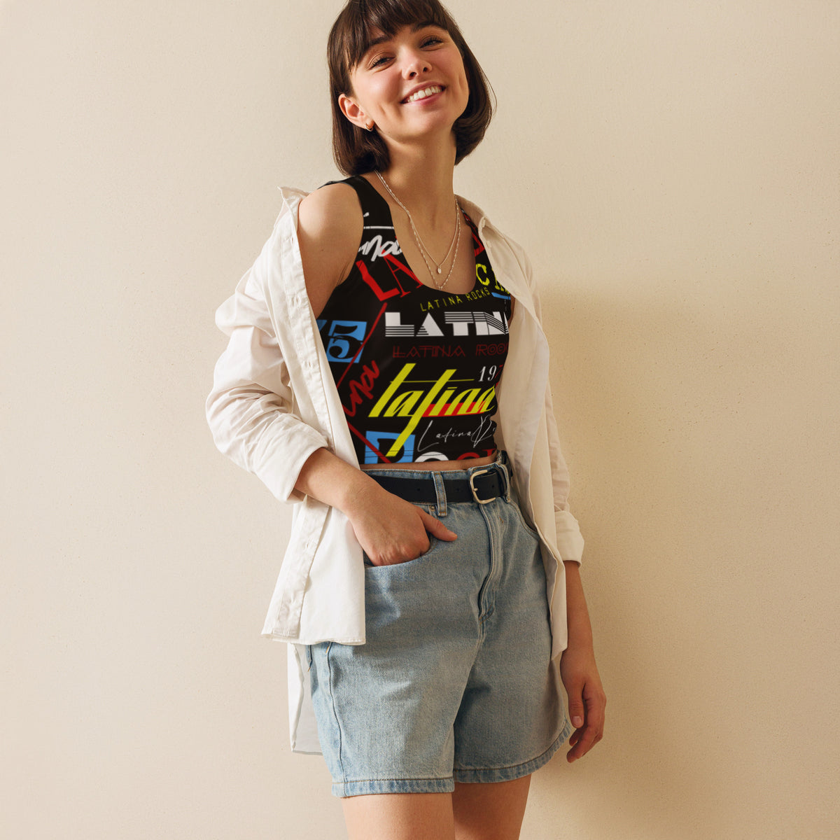 Latina Rocks Text Script Tight Crop Top