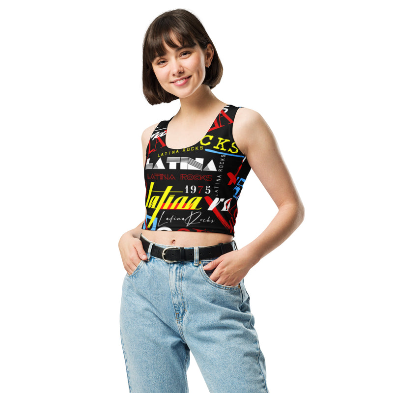 Latina Rocks Text Script Tight Crop Top