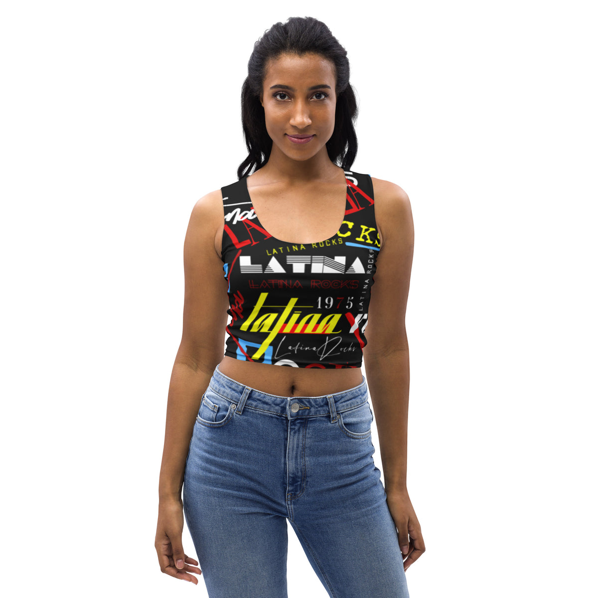 Latina Rocks Text Script Tight Crop Top