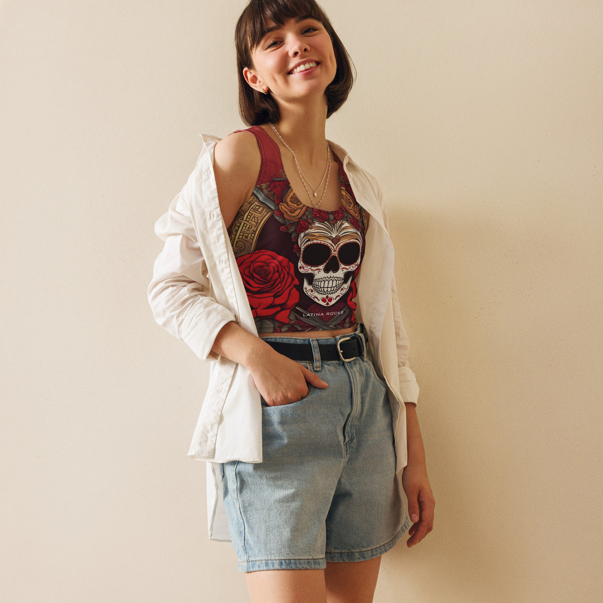 Latina Rocks Calavera Crop Top