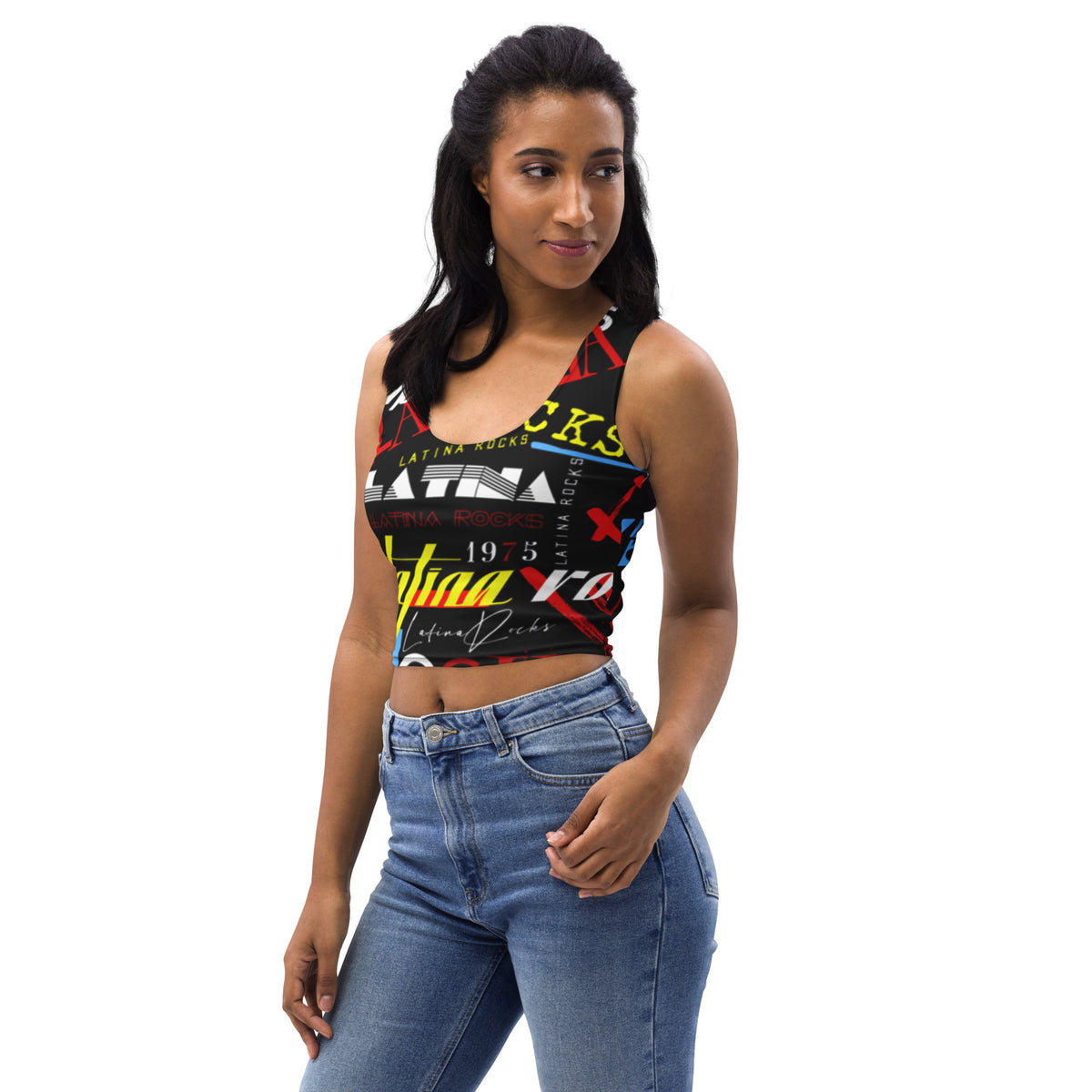 Latina Rocks Text Script Tight Crop Top