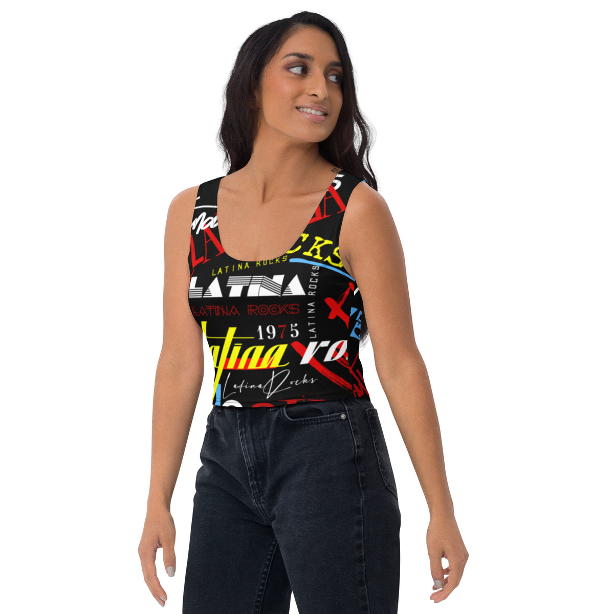 Latina Rocks Text Script Tight Crop Top