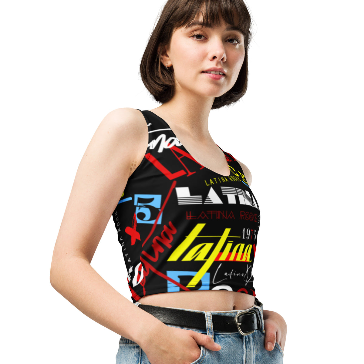 Latina Rocks Text Script Tight Crop Top