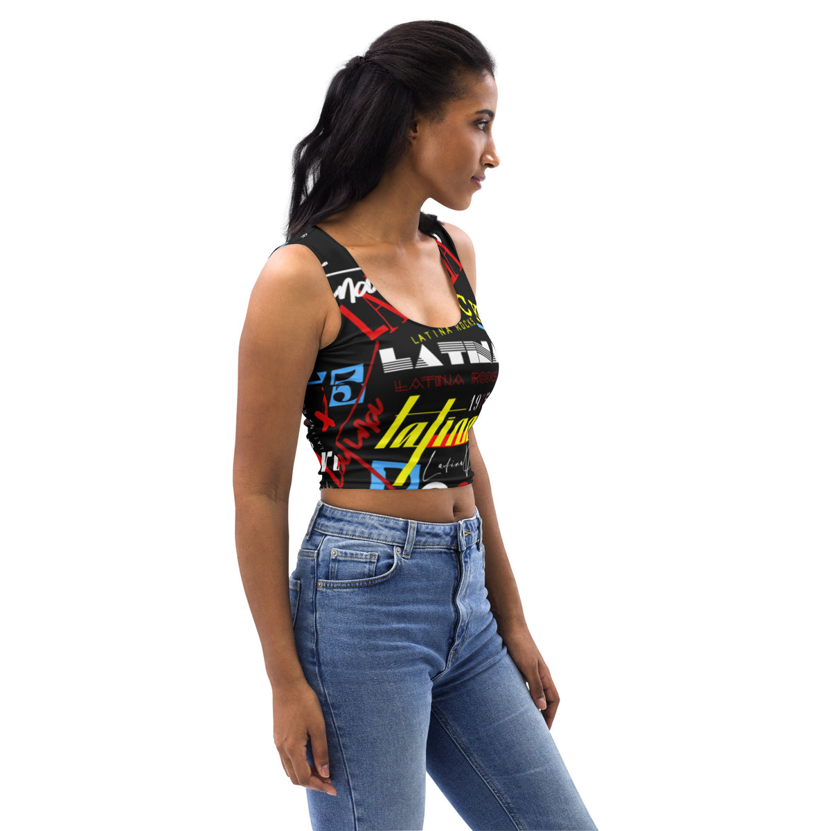 Latina Rocks Text Script Tight Crop Top