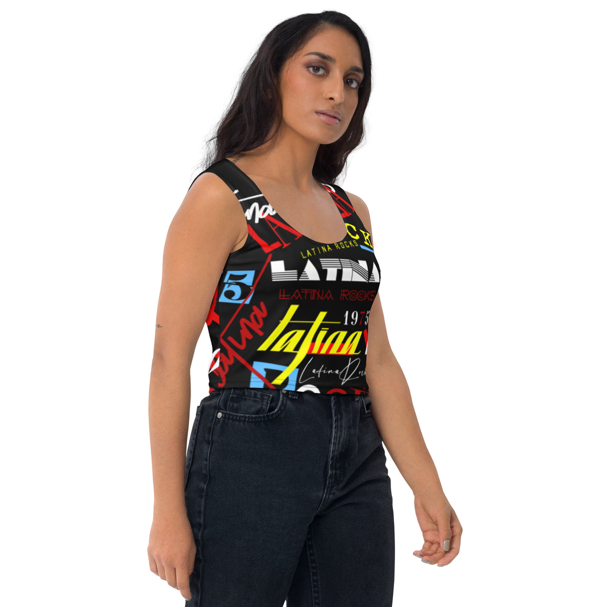 Latina Rocks Text Script Tight Crop Top