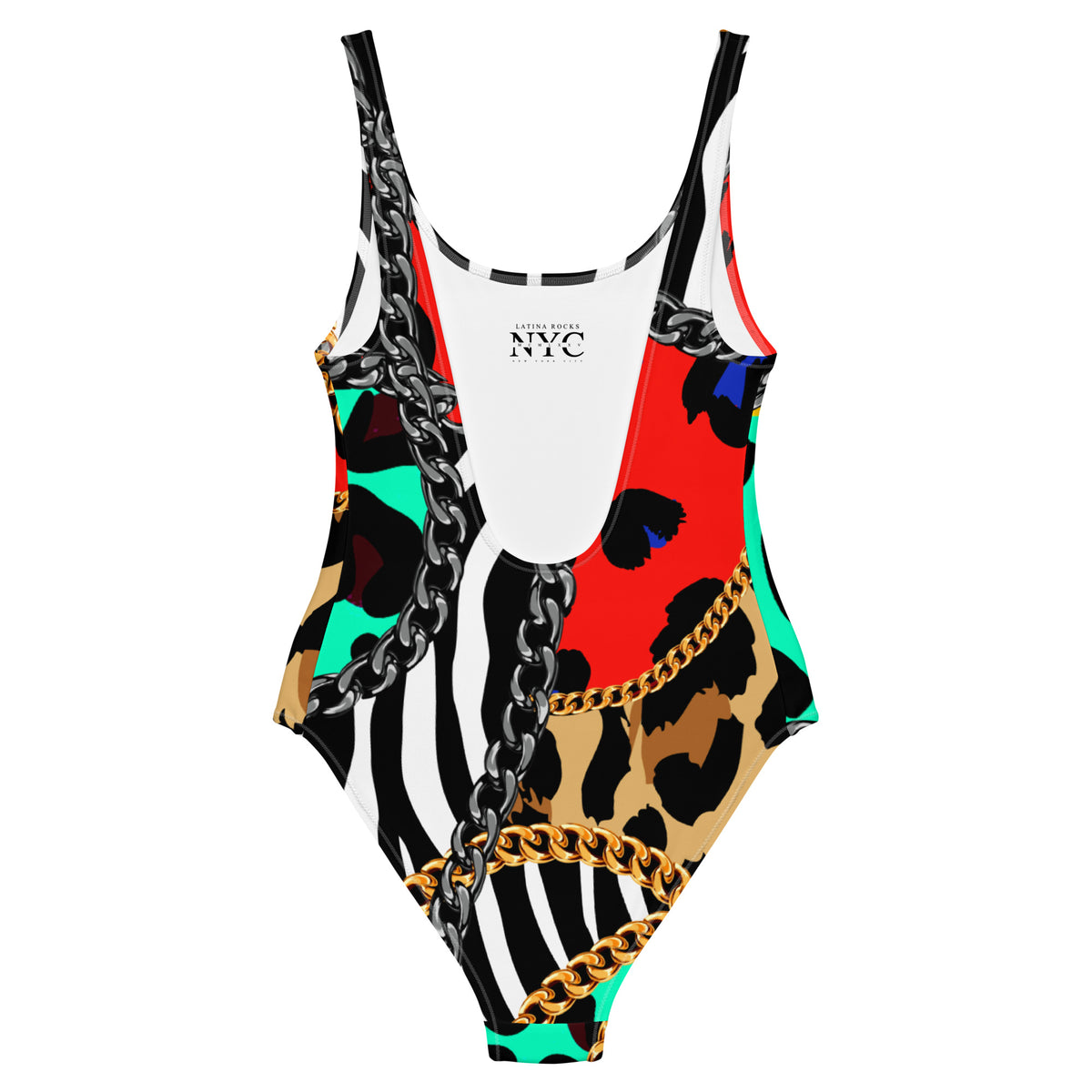 Latina Fashion- Latina Rocks Chains Print One-Piece Swimsuit