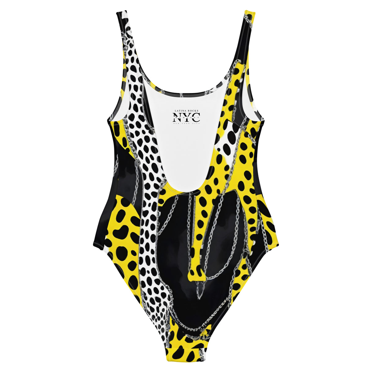 Latina Fashion- Latina Rocks Animal Print and Chains One-Piece Swimsuit