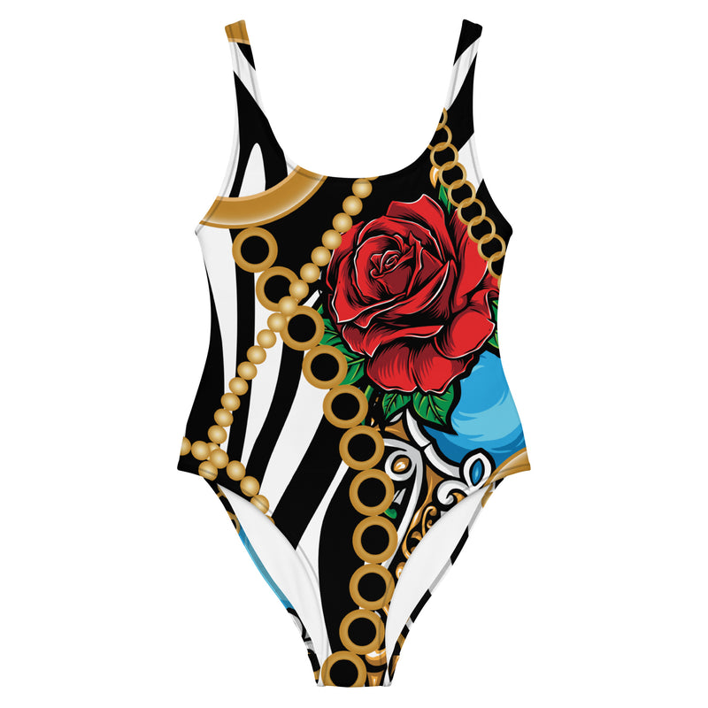 Latina Fashion- Latina Rocks Roses and Pearls One-Piece Swimsuit