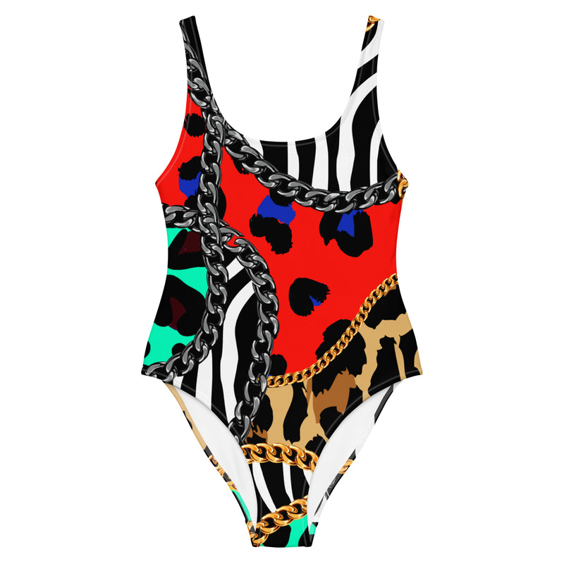 Latina Fashion- Latina Rocks Chains Print One-Piece Swimsuit