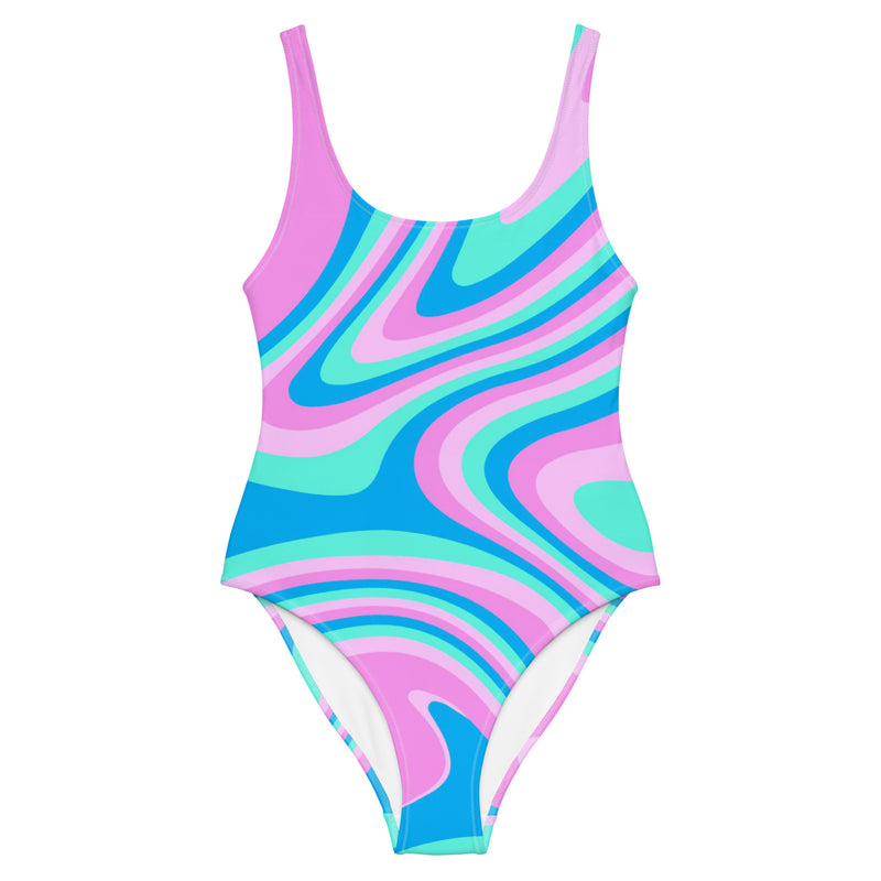 Latina Fashion- Latina Rocks Sky Blue 70's Groove One-Piece Swimsuit