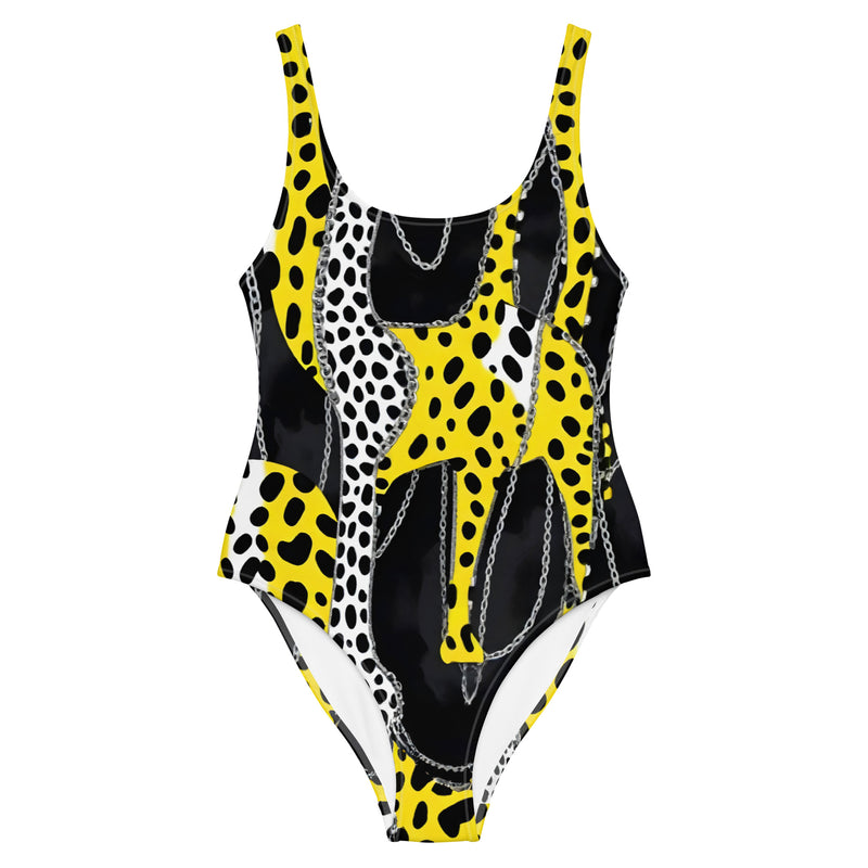 Latina Fashion- Latina Rocks Animal Print and Chains One-Piece Swimsuit