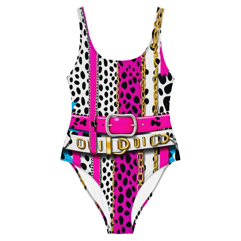 Latina Fashion- Latina Rocks 80's Chic Pink and Black Animal Print One-Piece Swimsuit