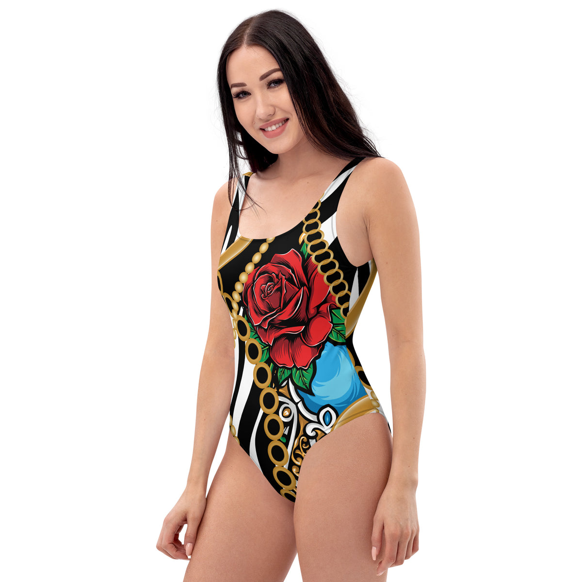 Latina Fashion- Latina Rocks Roses and Pearls One-Piece Swimsuit