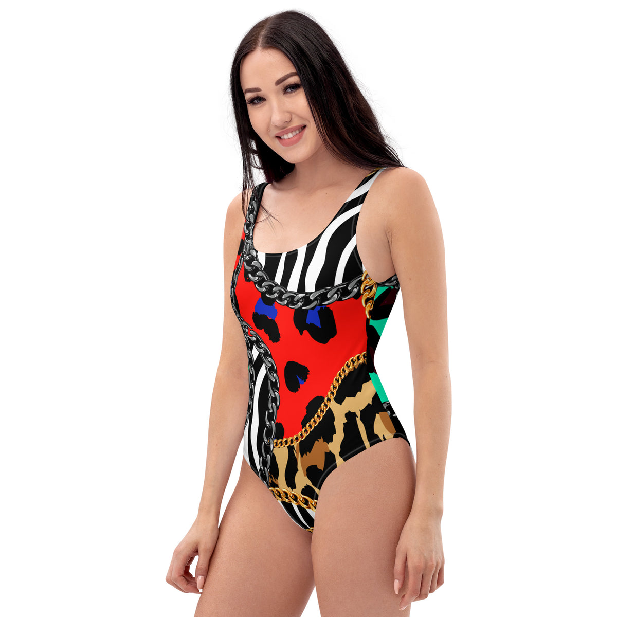 Latina Fashion- Latina Rocks Chains Print One-Piece Swimsuit