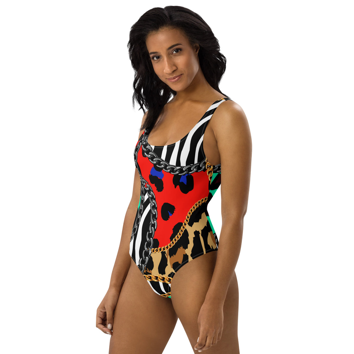 Latina Fashion- Latina Rocks Chains Print One-Piece Swimsuit