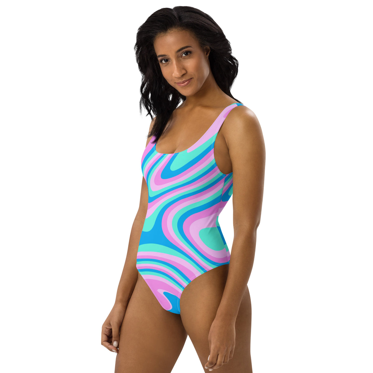 Latina Fashion- Latina Rocks Sky Blue 70's Groove One-Piece Swimsuit