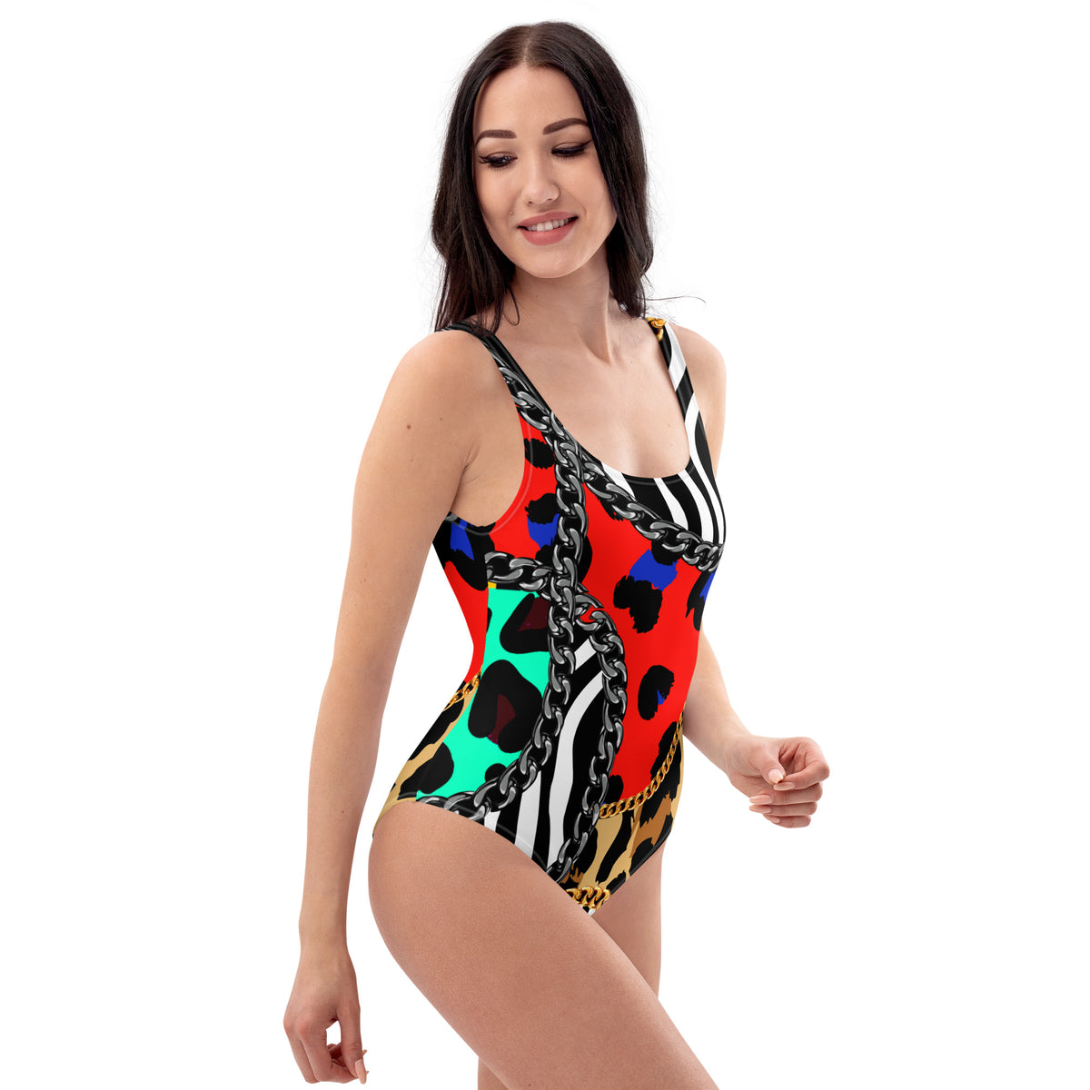 Latina Fashion- Latina Rocks Chains Print One-Piece Swimsuit