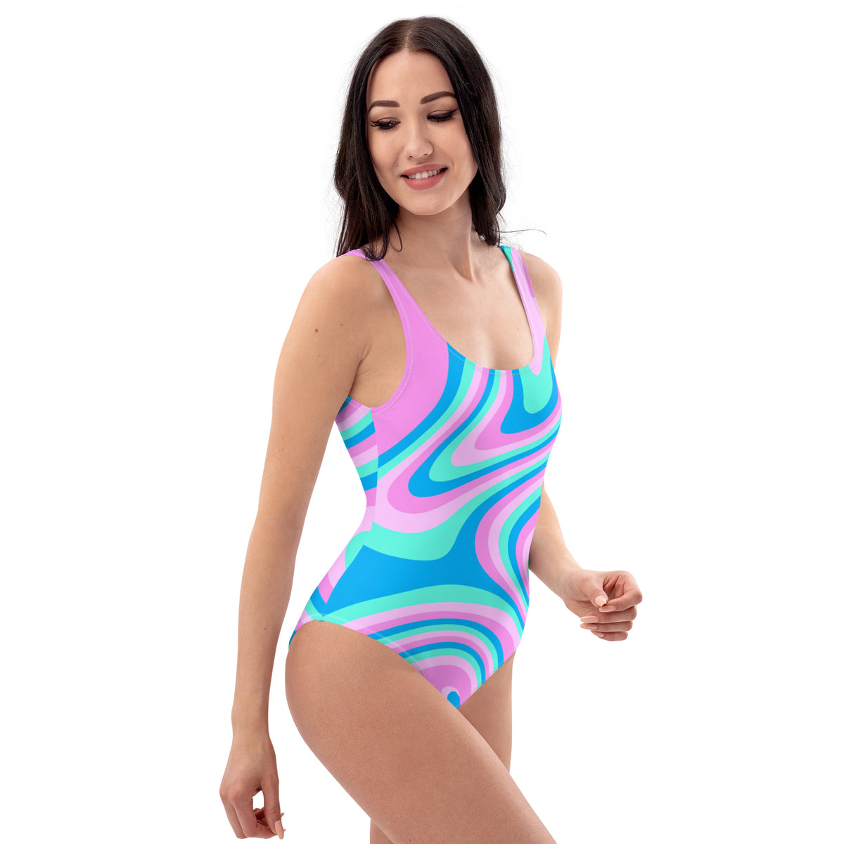 Latina Fashion- Latina Rocks Sky Blue 70's Groove One-Piece Swimsuit