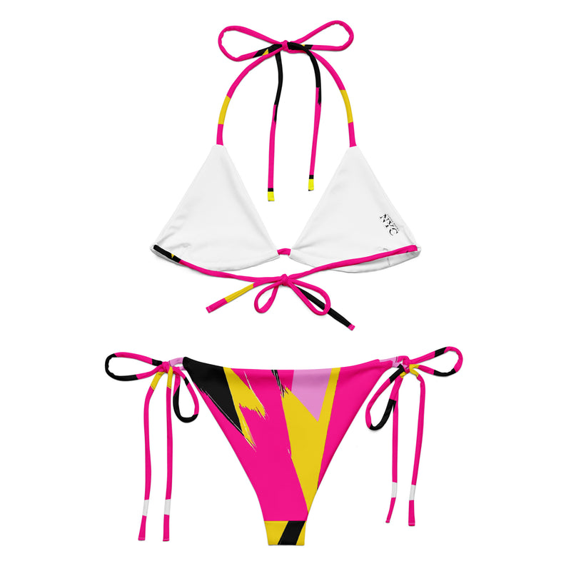 Latina Fashion- Latina Rocks Neon Slasher Print String-Bikini