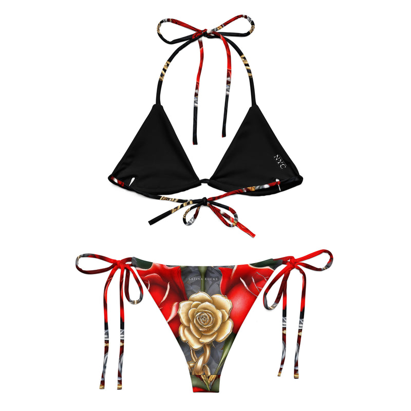 Latina Fashion- Latina Rocks Chains and Roses String-Bikini