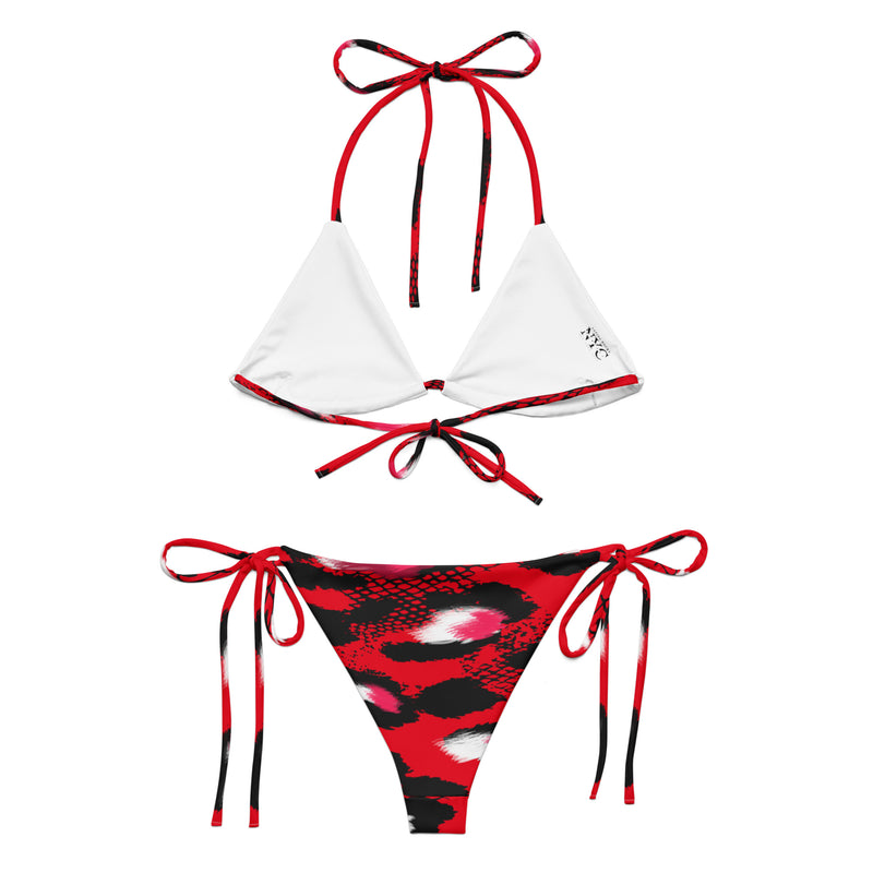 Latina Fashion- Latina Rocks Red and White Animal Print String-Bikini