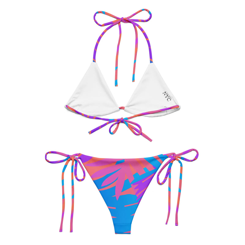 Latina Fashion- Latina Rocks Light Pink and Blue Floral String-Bikini