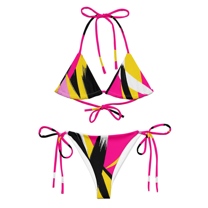 Latina Fashion- Latina Rocks Neon Slasher Print String-Bikini