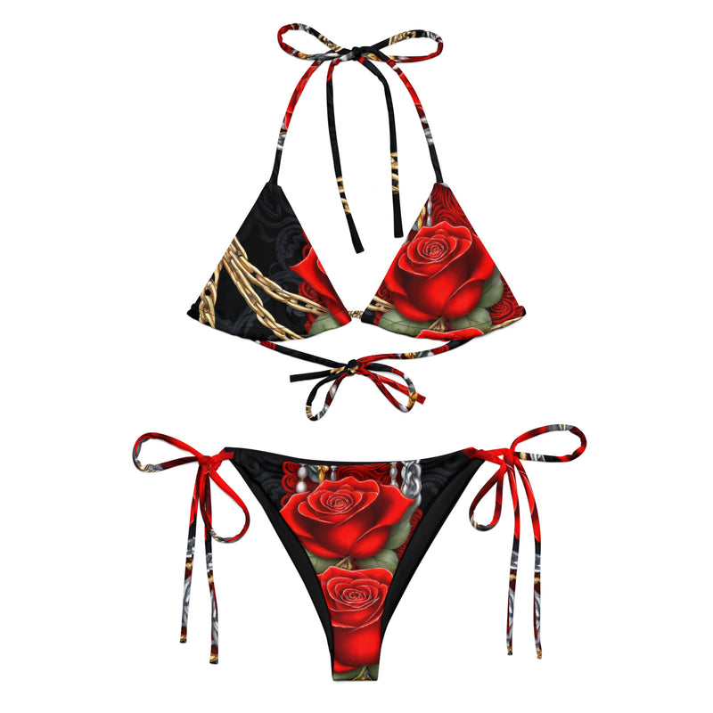 Latina Fashion- Latina Rocks Chains and Roses String-Bikini