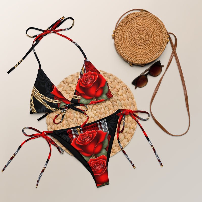 Latina Fashion- Latina Rocks Chains and Roses String-Bikini