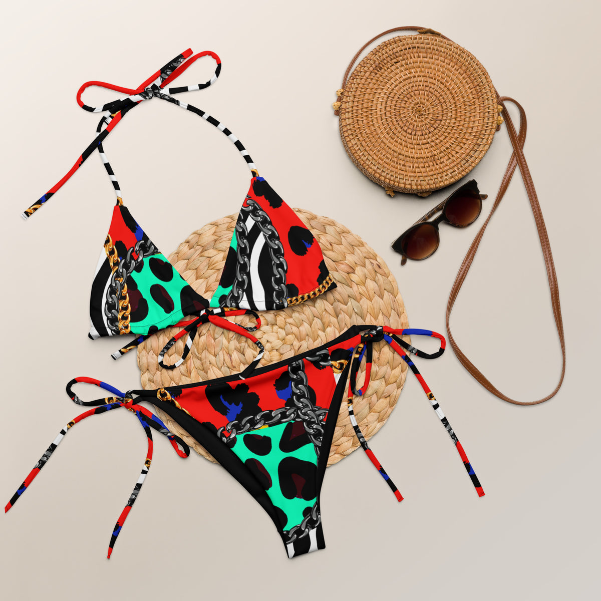 Latina Fashion- Latina Rocks Chain Print String-Bikini