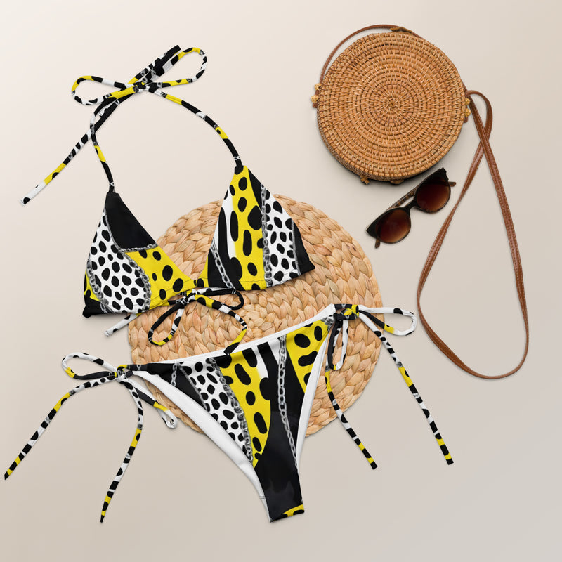 Latina Fashion- Latina Rocks Animal Print and Chains String-Bikini