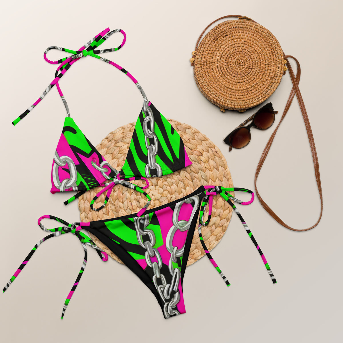 Latina Fashion- Latina Rocks Neon Chains String-Bikini