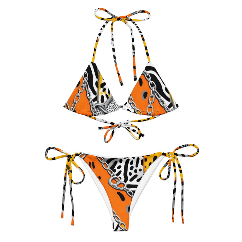 Latina Fashion- Latina Rocks Orange Zebra Print String-Bikini