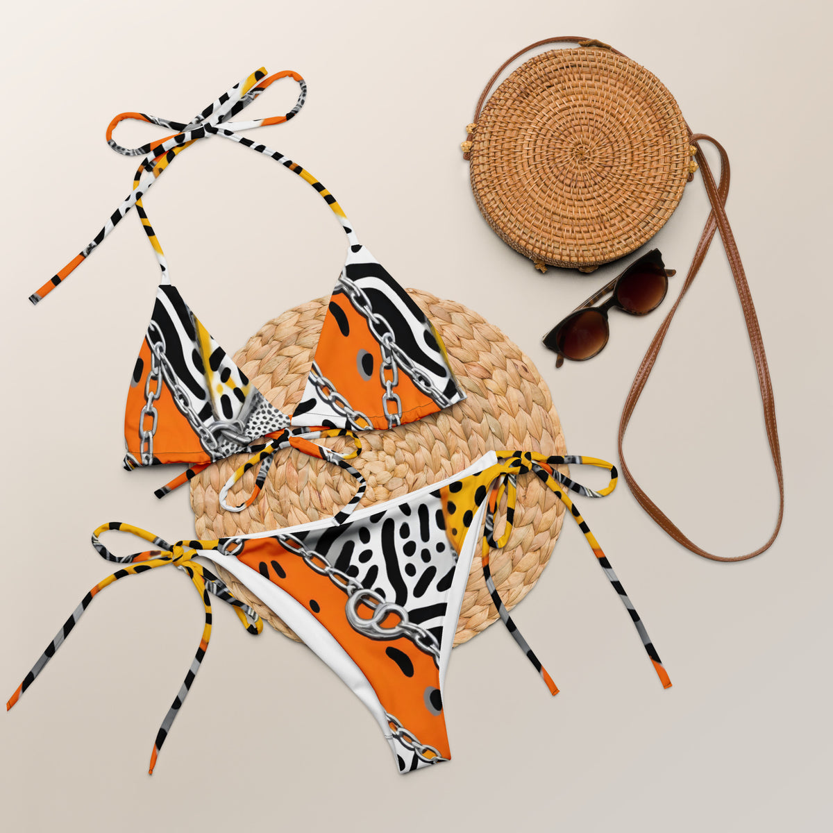 Latina Fashion- Latina Rocks Orange Zebra Print String-Bikini