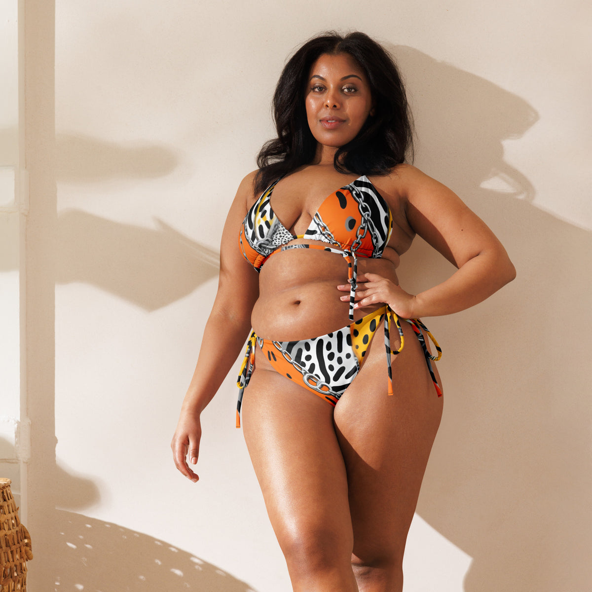 Latina Fashion- Latina Rocks Orange Zebra Print String-Bikini