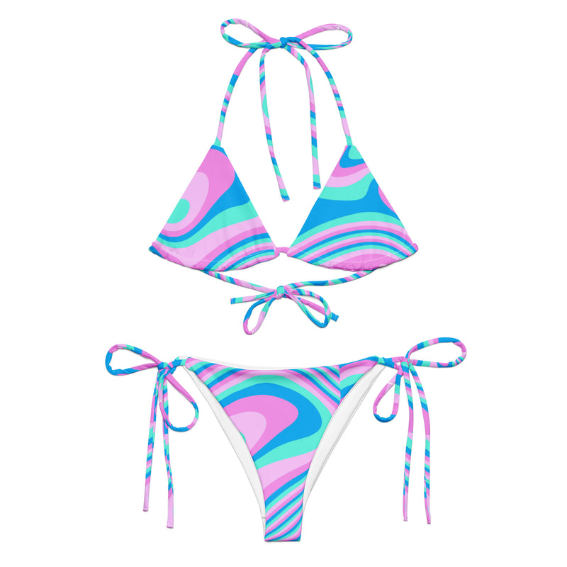 Latina Fashion- Latina Rocks Sky Blue Psychedelic String-Bikini