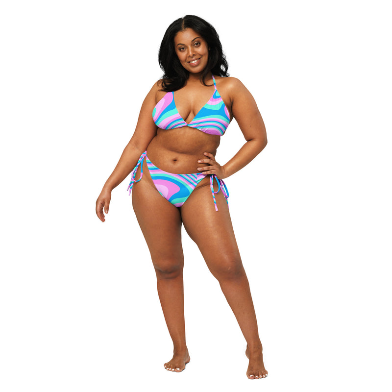 Latina Fashion- Latina Rocks Sky Blue Psychedelic String-Bikini