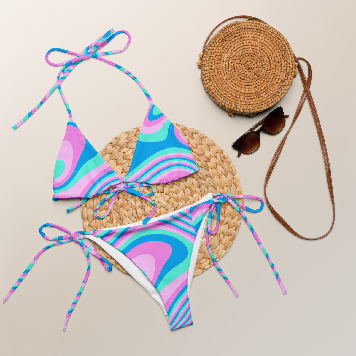 Latina Fashion- Latina Rocks Sky Blue Psychedelic String-Bikini