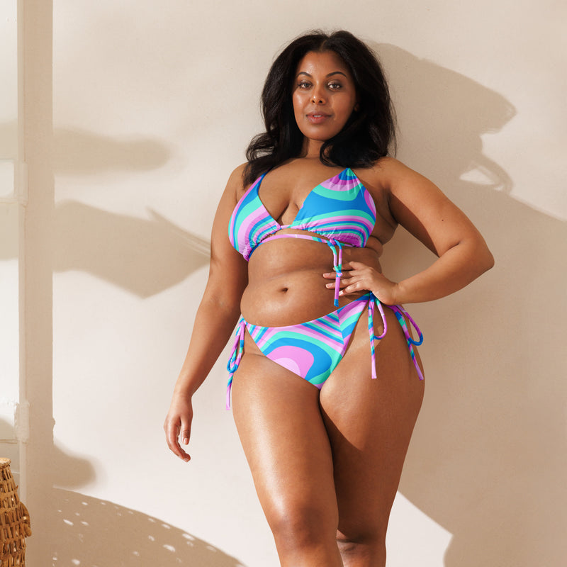 Latina Fashion- Latina Rocks Sky Blue Psychedelic String-Bikini