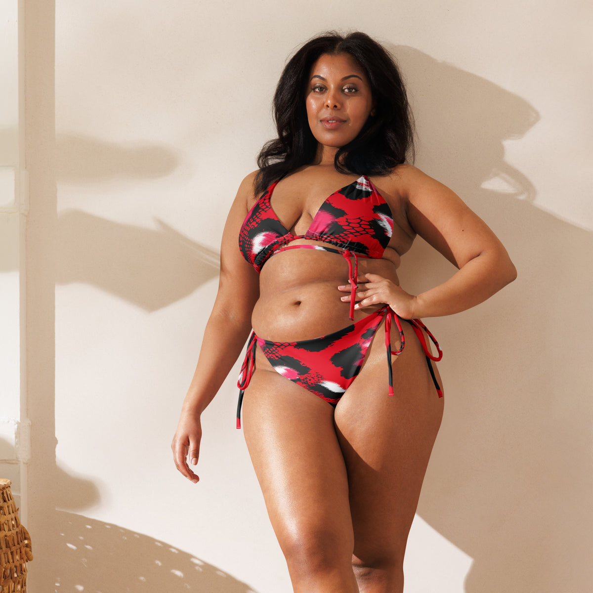 Latina Fashion- Latina Rocks Red and White Animal Print String-Bikini