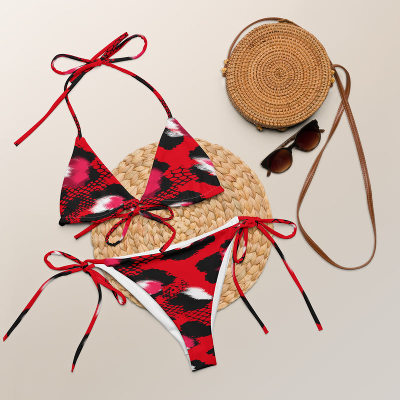 Latina Fashion- Latina Rocks Red and White Animal Print String-Bikini