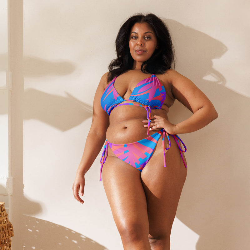 Latina Fashion- Latina Rocks Light Pink and Blue Floral String-Bikini