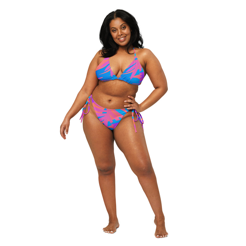 Latina Fashion- Latina Rocks Light Pink and Blue Floral String-Bikini