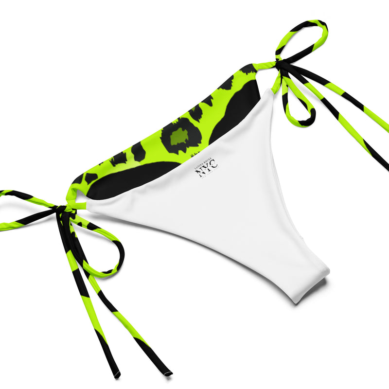 Latina Fashion- Latina Rocks Neon Green Zebra-Cheetah Print String-Bikini